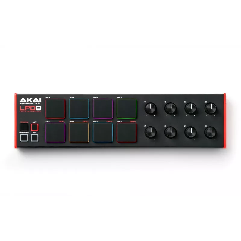Akai LPD8 MKII MIDI klávesnica 8 klávesov USB čierna, červená