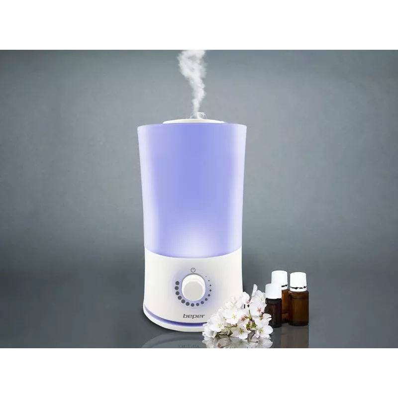 Beper 70.401 ultrazvukový aróma difuzér a zvlhčovač vzduchu, 2,4 l, 7-farebné LED, 25 W