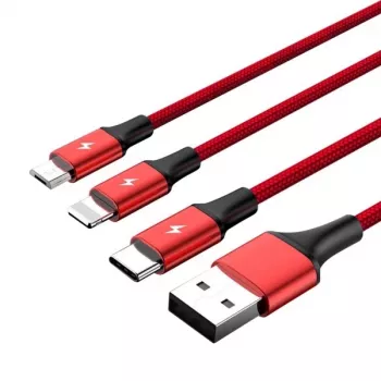 UNITEK C4049RD USB kábel 1,2 m USB A USB C/Micro-USB B/Lightning červený