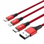 UNITEK C4049RD USB kábel 1,2 m USB A USB C/Micro-USB B/Lightning červený