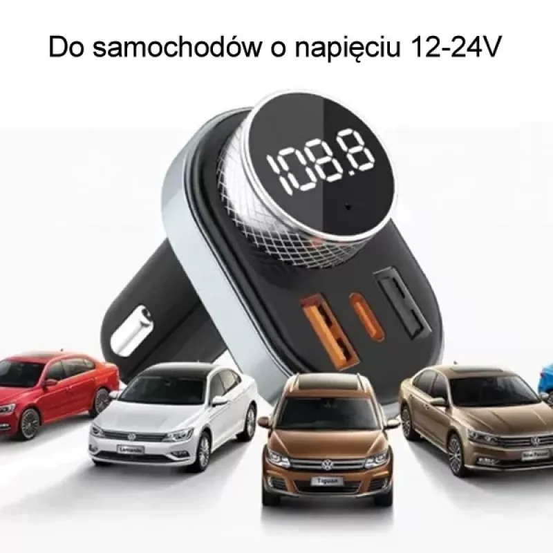 Hands-free Awei C-843 Bluetooth 5.0 s FM vysielačom, USB a USB-C konektormi