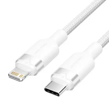 Lightning kábel Vention LALWH – 2 m, Lightning na USB-C, biely