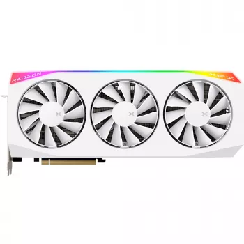 Grafická karta XFX Radeon RX 9070 XT — 16 GB GDDR6, 256-bit, PCIe x16, 3 ventilátory, biela, 360 mm