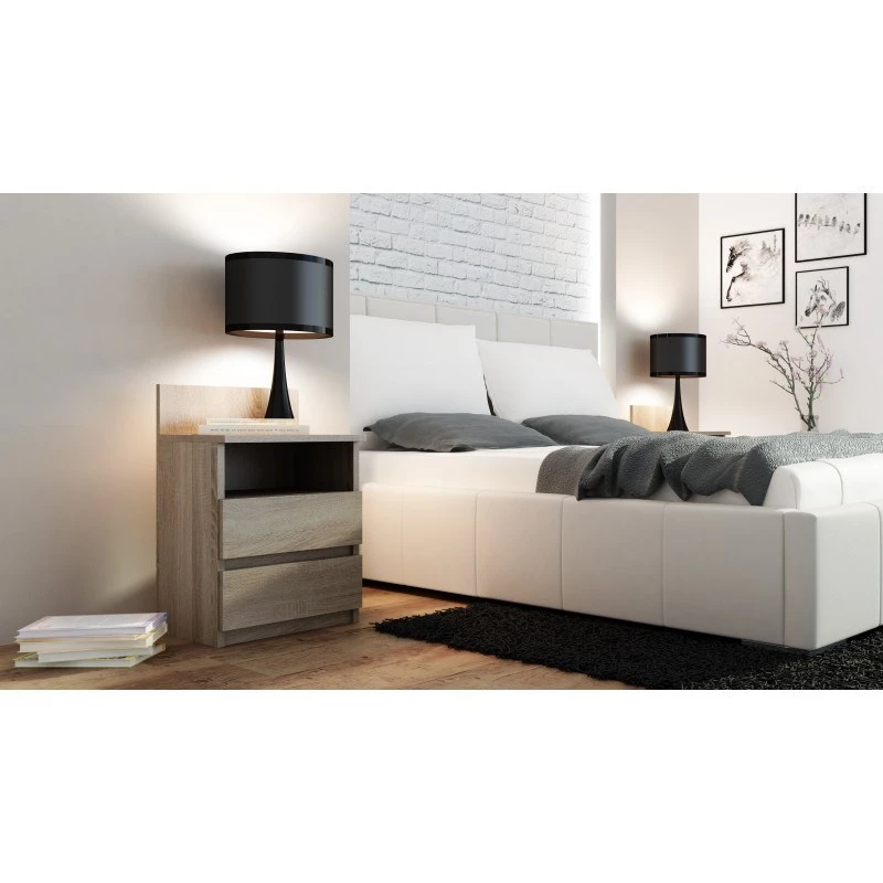 Top E Shop M1 SONOMA MAT nočný stolík, 2 zásuvky, dub