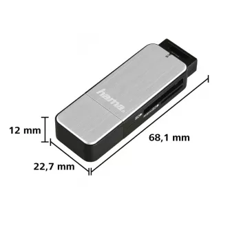 Hama 123900 čítačka kariet USB 3.2 Gen 1 (3.1 Gen 1) čierna, strieborná