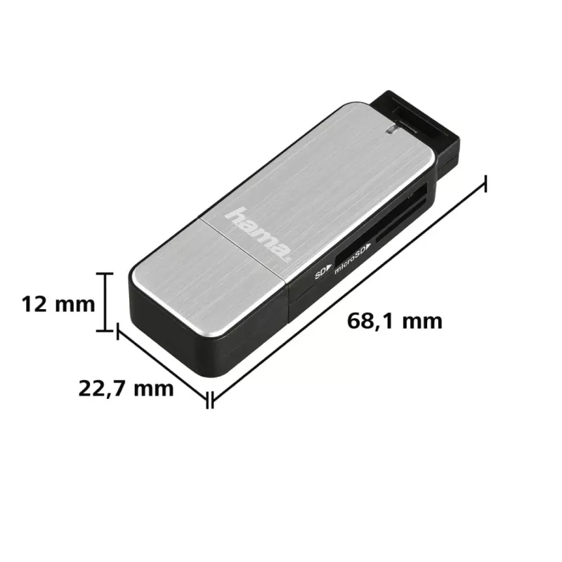Hama 123900 čítačka kariet USB 3.0 SD/microSD, hliník, čierna/strieborná