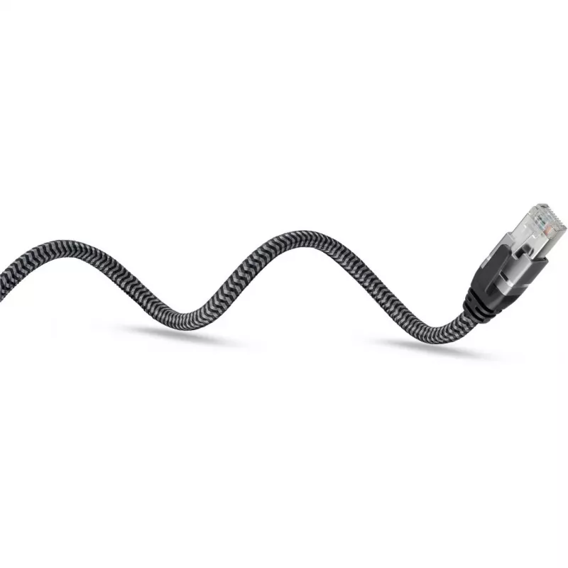 Ethernet kábel USB-C 3.2 Gen2 konektor samec > RJ-45 konektor samec, LAN adaptér čierny/strieborný, 1,5 metra, pletené textilné opláštenie