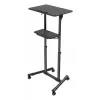 Gembird TVS-DESK-01-BK mobilný stojací stôl s kolieskami, nastaviteľná výška 111–134,5 cm, sklon 30°, max. 20 kg, čierny