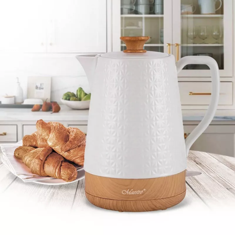 Elektrická kanvica Maestro MR-076 1,8 l 1800 W Keramické telo, Biela/Drevo