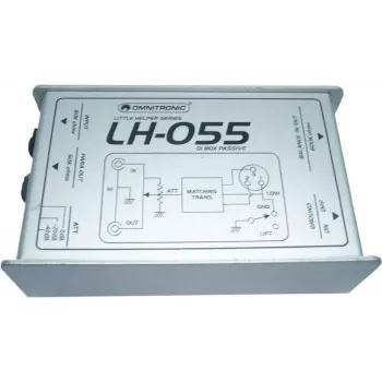 Pasívny DI box Omnitronic LH-055 1-kanálový — pasívny direkt box pre nástrojové/linkové použitie, 1 vstup, symetrický XLR výstup