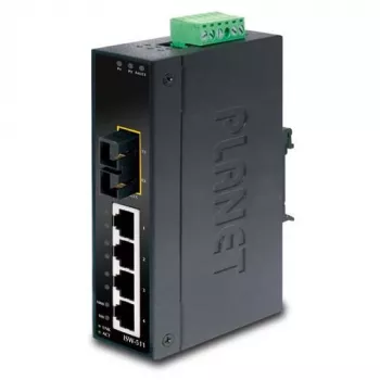 PLANET 4-portový Fast Ethernet switch PLANET IP30 tenký typ 4-portový, priemyselný Ethernet switch + 1-port, 100Base-FX(SC) (-10 - 60° C) (ISW-511)