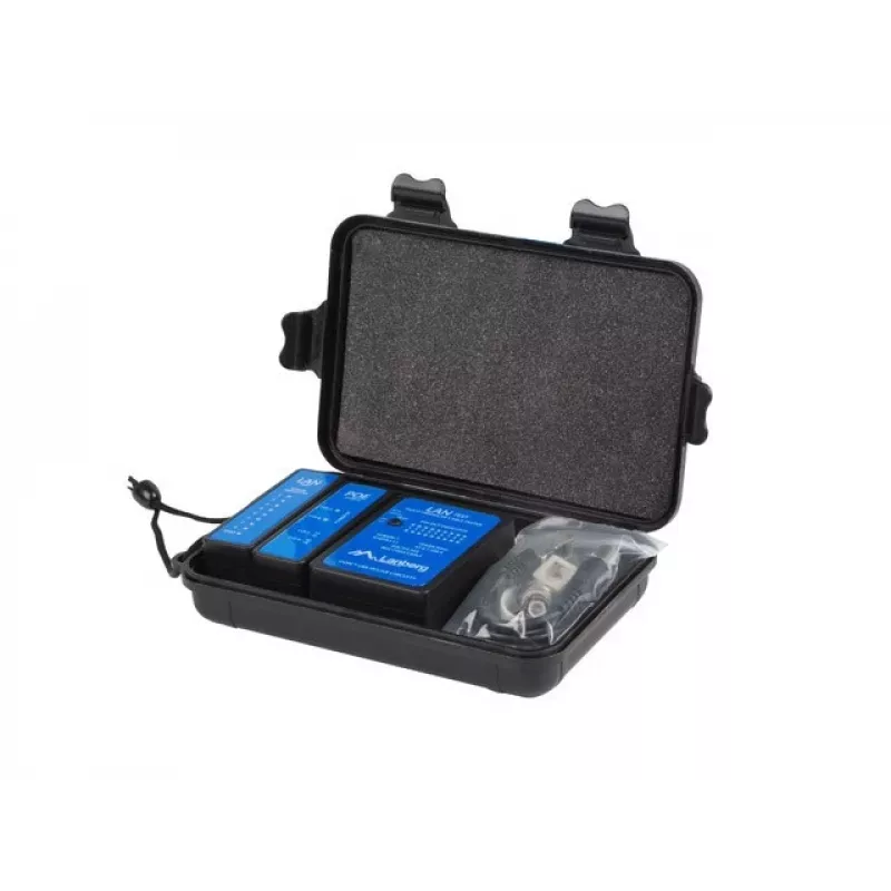 Sieťový tester káblov Lanberg NT-0404 PoE tester čierna modrá