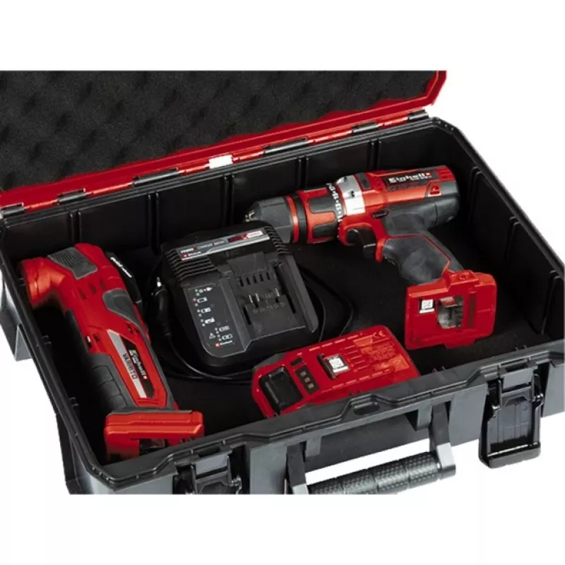 Einhell 4540019 E-Case S-F systémový kufor s mriežkovou penou, odolný voči postriekaniu, polypropylén, nosnosť 25 kg, čierny/červený