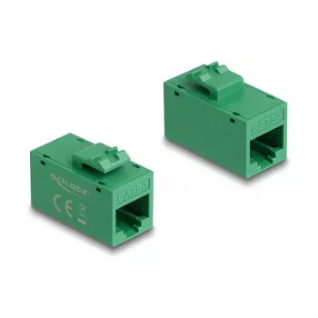 Keystone modul DELOCK 90640 — plochý RJ-45 vložka, zelená, 16,2×30×20,5 mm