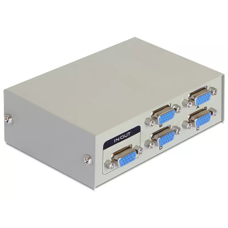 DeLock switch VGA 4 port manuálny obojsmerný - prepínač obrazovky - 4 x VGA - desktop (87635)
