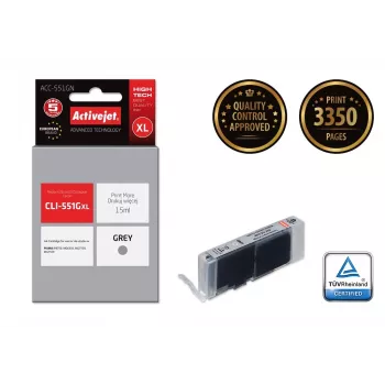 Atramentová kazeta ActiveJet ACC-551GN — kompatibilná Canon CLI-551GXL, sivá, High (XL) 15 ml