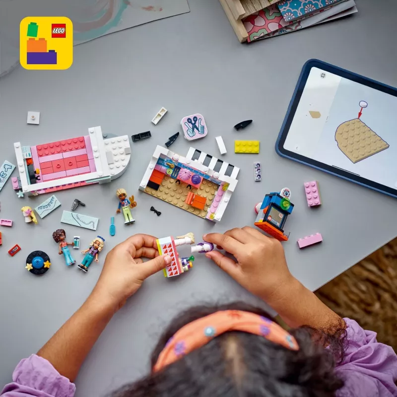 LEGO Friends herný set Kaderníctvo a obchod s dekoráciami 42662 – mini bábiky, salónna scéna, príslušenstvo