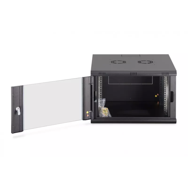 Nástenný 19-palcový rack DIGITUS Dynamic-N DN-37103 — 7U, 600x600 mm, IP20, nezmontovaný, čierny