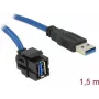 DeLOCK Keystone modul USB 5 Gbps Type-A zásuvka 250° na Type-A konektor samec s 1,5 m káblom, čierna