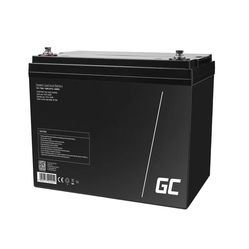 Uzavretá olovená UPS batéria Green Cell AGM25 12 V 75 Ah, VRLA, 75 Ah, 12 V, 21,3 kg