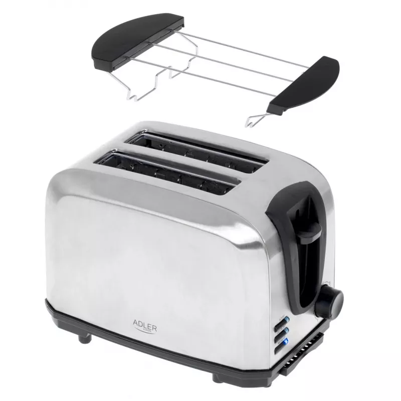 Hriankovač Adler AD 3222 2 plátky 1000 W strieborná