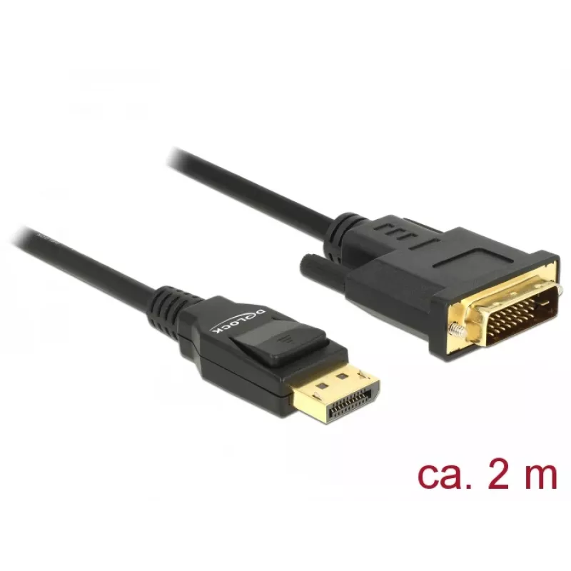 DeLOCK - video kábel - Single Link - DisplayPort (M) na DVI-D (M) - DisplayPort 1,2a - 2,0m - pasívny - čierny (85313)