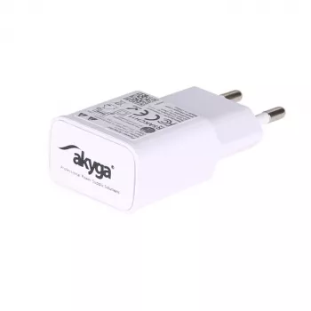 Akyga AK-CH-11 USB-A sieťová nabíjačka 15 W, Quick Charge 3.0, biela