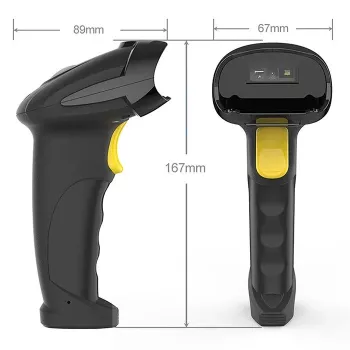 Bezdrôtový čítačka čiarových kódov QOLTEC 50856 – 1D a 2D bezdrôtové ručné zariadenie, USB rozhranie, ABS puzdro, 170×62×100 mm, 203 g