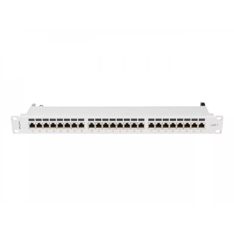 Lanberg PPS7-1024-S prepojovací panel 19 palcov 1U, 24 portov, Cat7, tienený FTP, sivý