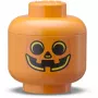 Úložná krabica Room Copenhagen LEGO Storage HEAD Pumpkin Mini oranžová čierna – kompaktný organizér na hračky a doplnky