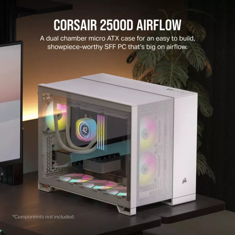 Corsair 2500D AIRFLOW Micro ATX Dual Chamber PC skriňa – biela CC-9011264-WW