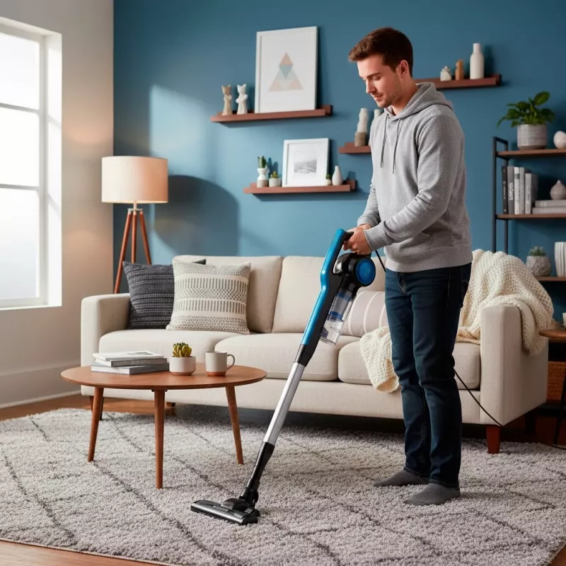 Vertikálny drôtový vysávač Black+Decker BXVMS602E 3v1, 600 W, bezvreckový, cyklónový, 0,8 l, filter EPA, kábel 6 m, čierny/modrý