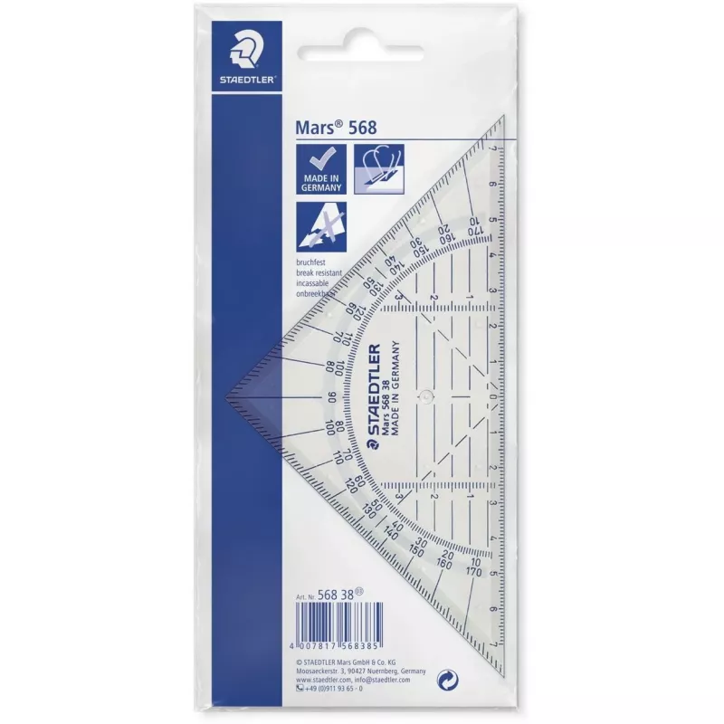 Staedtler Mars 568 38 Pravítko Geodreieck, 16 cm, nerozbitné