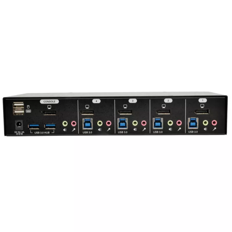 EATON TRIPPLITE 4-portový DisplayPort KVM prepínač s audio káblami a USB 3.0 SuperSpeed hub (B004-DPUA4-K)