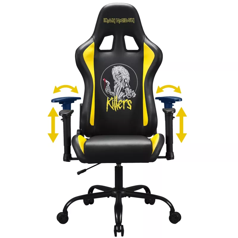 Subsonic SA5609-IM1 Pro Iron Maiden Killers herné kreslo, 3D podrúčky, syntetická koža, sklon 90°-135°, 120 kg, čierne so žltou výšivkou