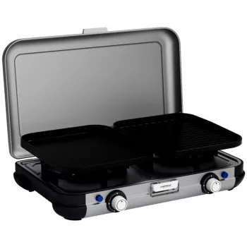Prenosný gril Campingaz 2213311 — 2 zóny, 5,4 kg, 490×350 mm, čierna/sivá/strieborná