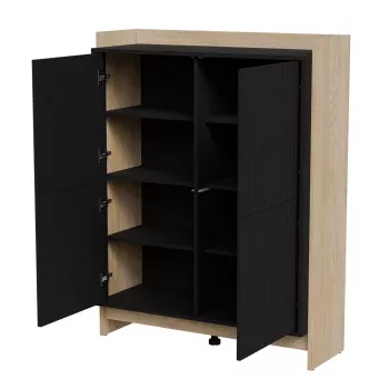 Cama PORTO komoda 100x38x130 dub/čierna