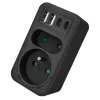Rozbočovač napájania MACLEAN MCE249 F/B – 2 AC zásuvky (16A + 6A) s 2×USB-A a 2×USB-C PD 20W, EU konektor, čierny