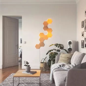 Nanoleaf | Elements Wood Look Hexagons Starter Kit (13 panelov) | studená biela + teplá biela
