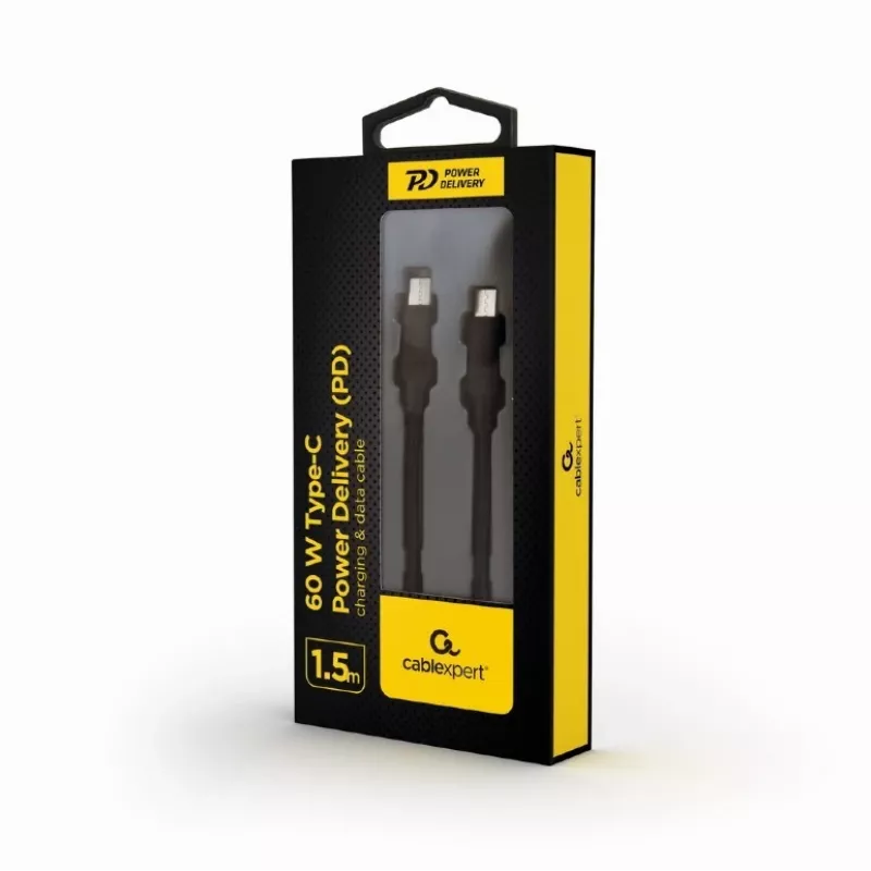 Kábel USB-C konektor samec - USB-C konektor samec Power Delivery 60W nabíjanie a dáta 1,5 m