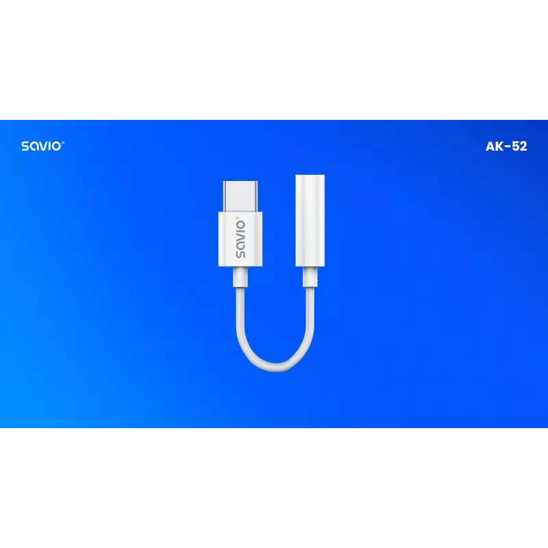 USB Type 3.1 C (M) – Jack 3,5mm (F) audio adaptér biela SAVIO AK-52