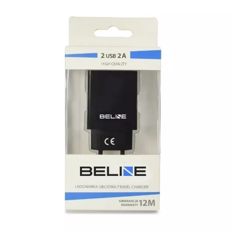 Cestovná nabíjačka Beline Beli0012 — 2x USB porty, výstup 2A, čierna