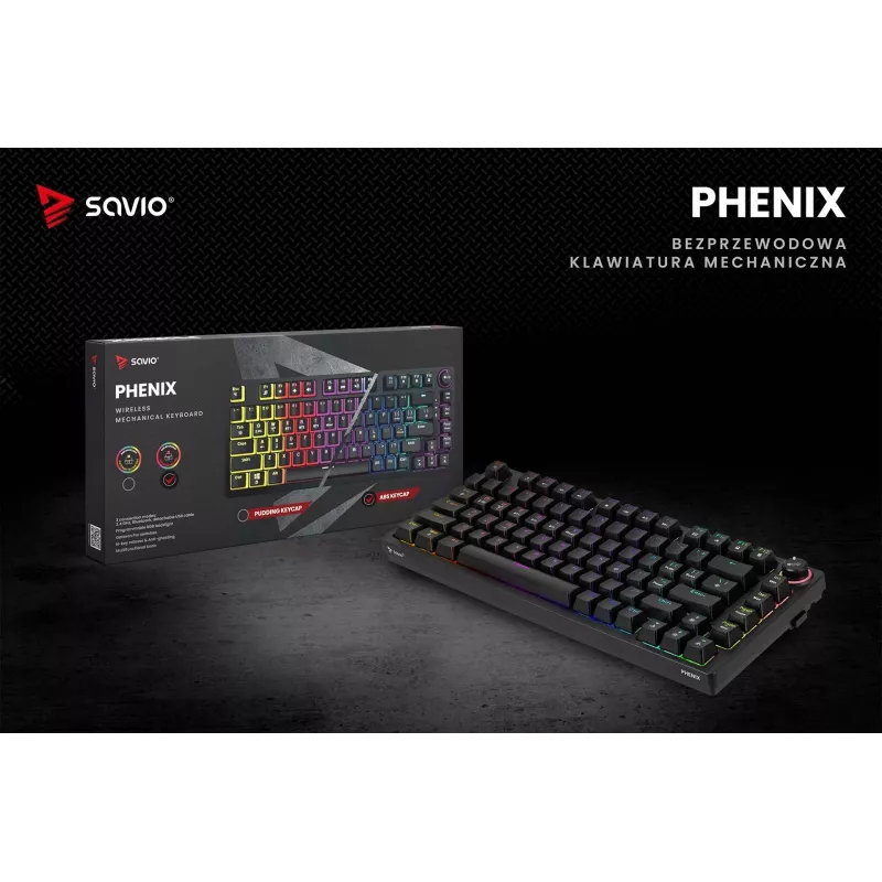 Savio Phenix SAVGK-RED herná klávesnica USB RF Wireless Bluetooth QWERTY