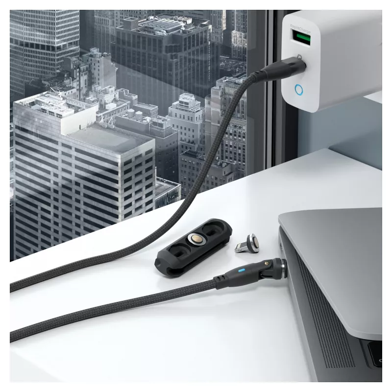 USB kábel RealPower MagneticCharge 100 1m USB-C čierny