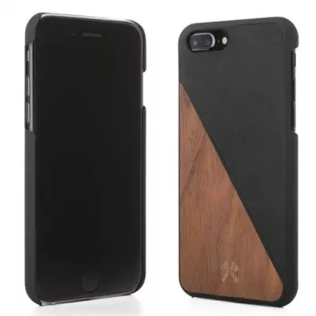 Ochranné puzdro z dreva a kože Woodcessories EcoSplit pre iPhone 7 Plus / 8 Plus — orech čierna