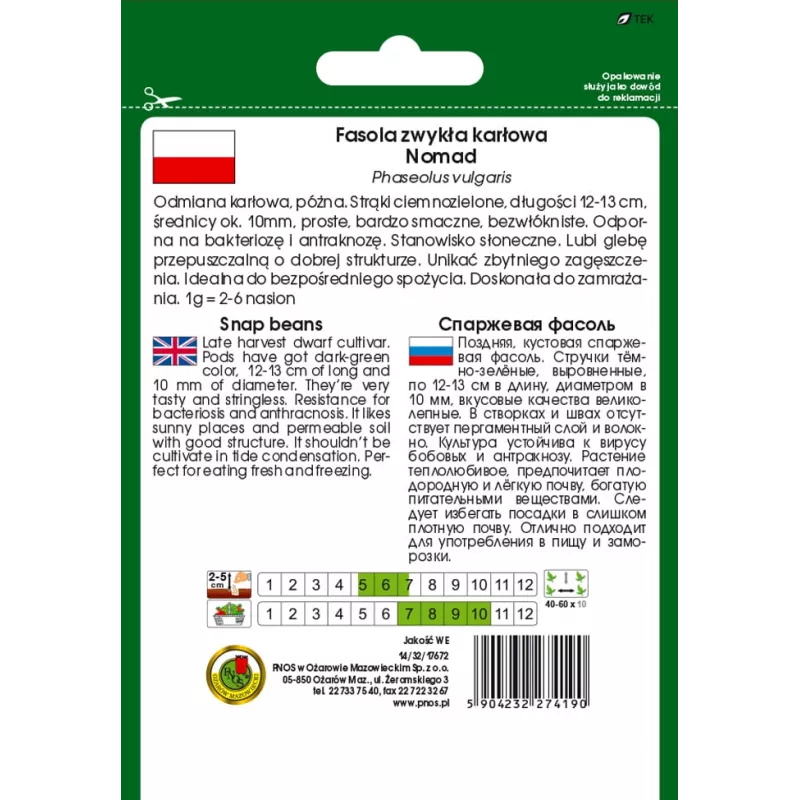 Nomad Green Dwarf fazuľové semená, 50g - zeleninové semená
