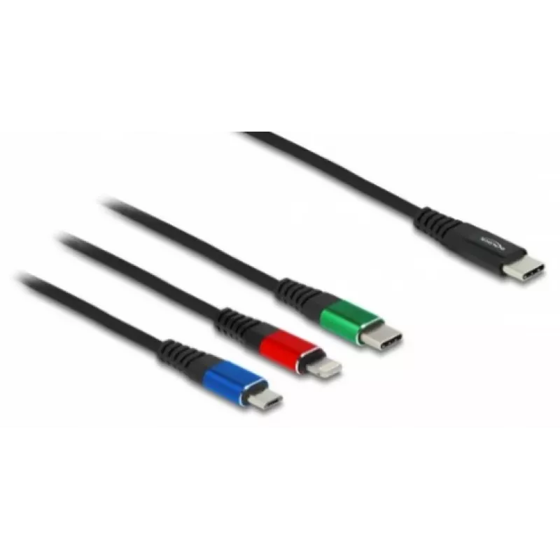 DeLOCK USB nabíjací kábel 3-in-1 USB Type-C na Lightning Micro-USB 1 m