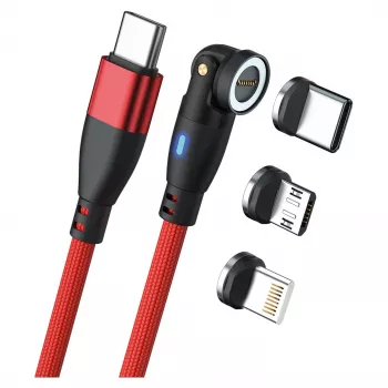 USB kábel RealPower MagneticCharge 100 1 m USB-C červený rýchle nabíjanie