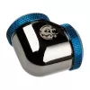Bitspower adaptér 90° 16mm AD na 16mm AD Hardtube, čierny lesklý/modrý