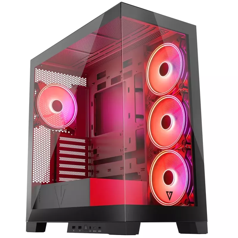 PC skriňa MODECOM Volcano SPACE APEX ARGB Midi Tower, tvrdené sklo, USB-C, podporuje ATX/microATX/Mini-ITX, GPU do 430 mm, CPU chladič do 180 mm